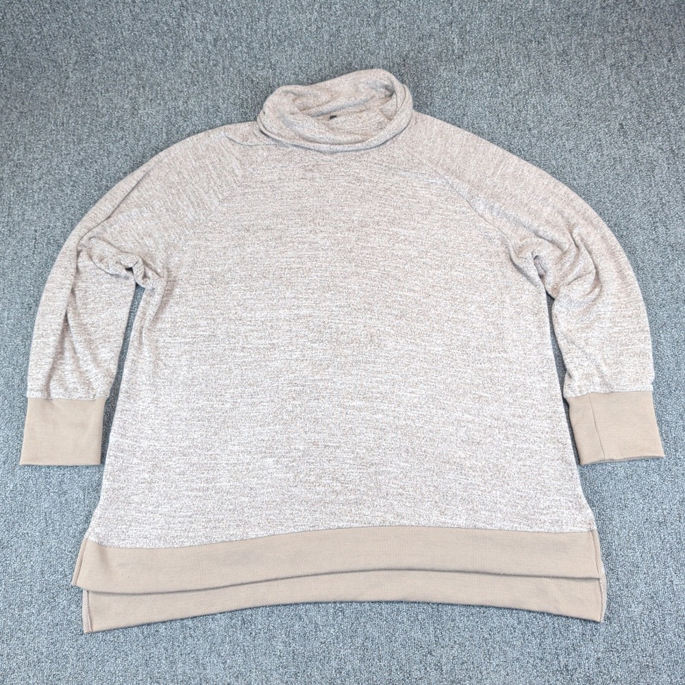 Unbranded Minimalist Cowl Neck Tunic Sweater Womens 2XL Oatmeal‎ Marled Knit